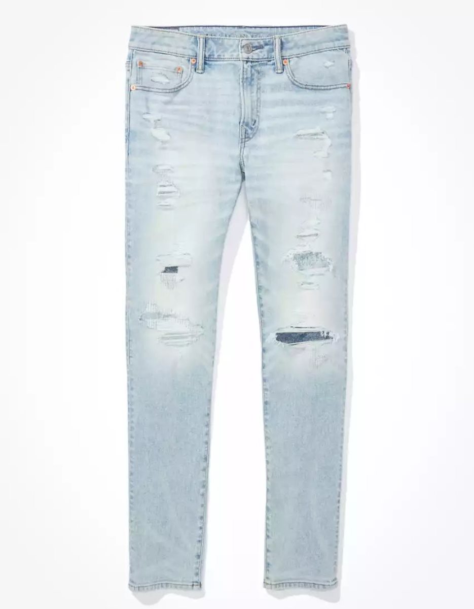 Jean American Eagle AE AirFlexUltrasoft Patched Athlétiques Mince Multicolore Homme | XIH-00552845